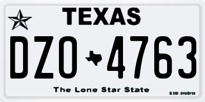 TX license plate DZO4763
