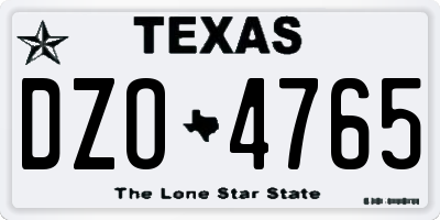 TX license plate DZO4765