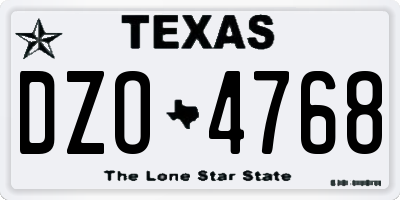 TX license plate DZO4768