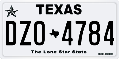TX license plate DZO4784