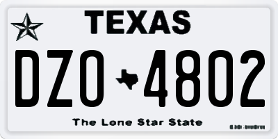 TX license plate DZO4802