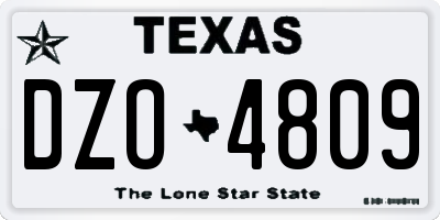 TX license plate DZO4809