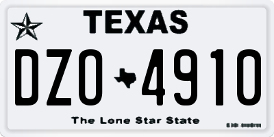 TX license plate DZO4910