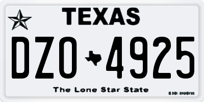 TX license plate DZO4925