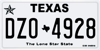 TX license plate DZO4928