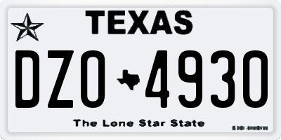TX license plate DZO4930