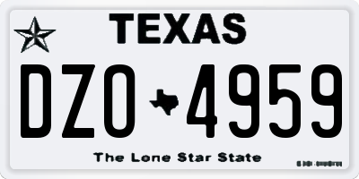 TX license plate DZO4959