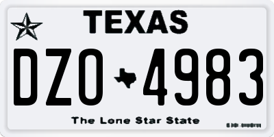 TX license plate DZO4983