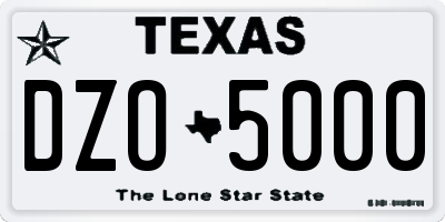 TX license plate DZO5000