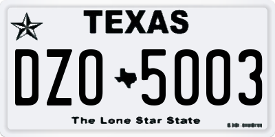 TX license plate DZO5003