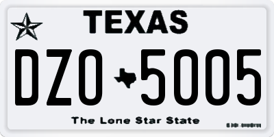 TX license plate DZO5005