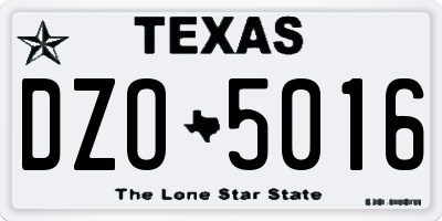 TX license plate DZO5016