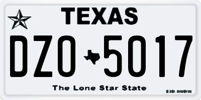 TX license plate DZO5017