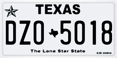 TX license plate DZO5018