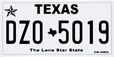 TX license plate DZO5019
