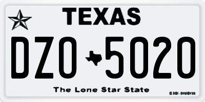TX license plate DZO5020
