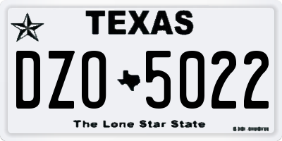 TX license plate DZO5022