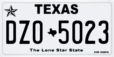 TX license plate DZO5023