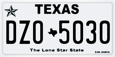 TX license plate DZO5030