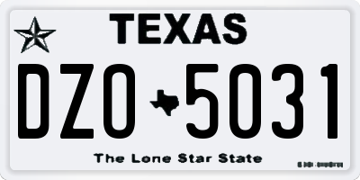 TX license plate DZO5031