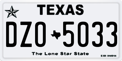TX license plate DZO5033