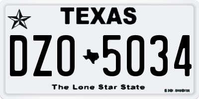 TX license plate DZO5034