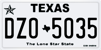 TX license plate DZO5035