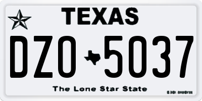 TX license plate DZO5037