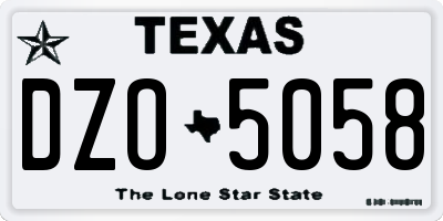 TX license plate DZO5058