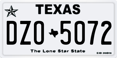 TX license plate DZO5072
