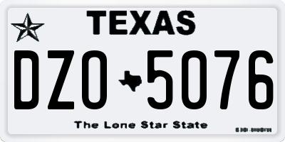TX license plate DZO5076