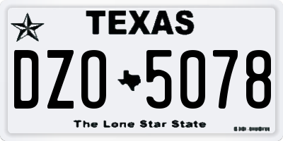 TX license plate DZO5078