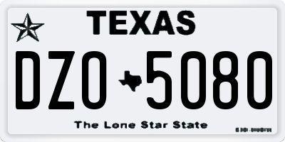 TX license plate DZO5080