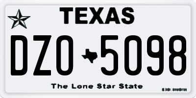 TX license plate DZO5098