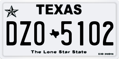 TX license plate DZO5102