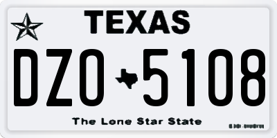 TX license plate DZO5108