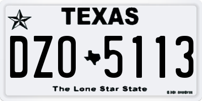 TX license plate DZO5113