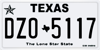 TX license plate DZO5117