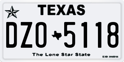 TX license plate DZO5118