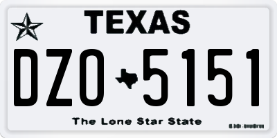 TX license plate DZO5151