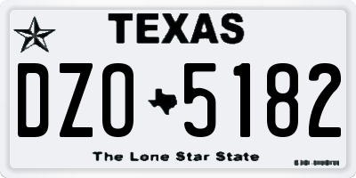 TX license plate DZO5182