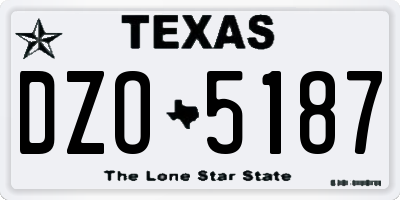 TX license plate DZO5187