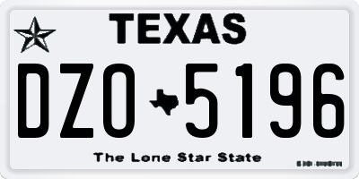 TX license plate DZO5196