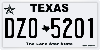 TX license plate DZO5201