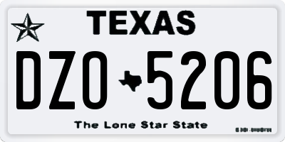 TX license plate DZO5206