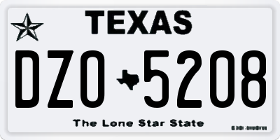 TX license plate DZO5208