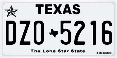 TX license plate DZO5216
