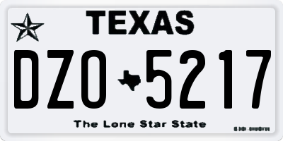 TX license plate DZO5217