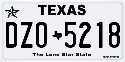 TX license plate DZO5218