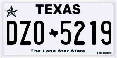 TX license plate DZO5219
